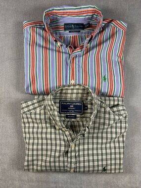 Lot of 2 Ralph Lauren Men's Button-Down Shirt Size Medium